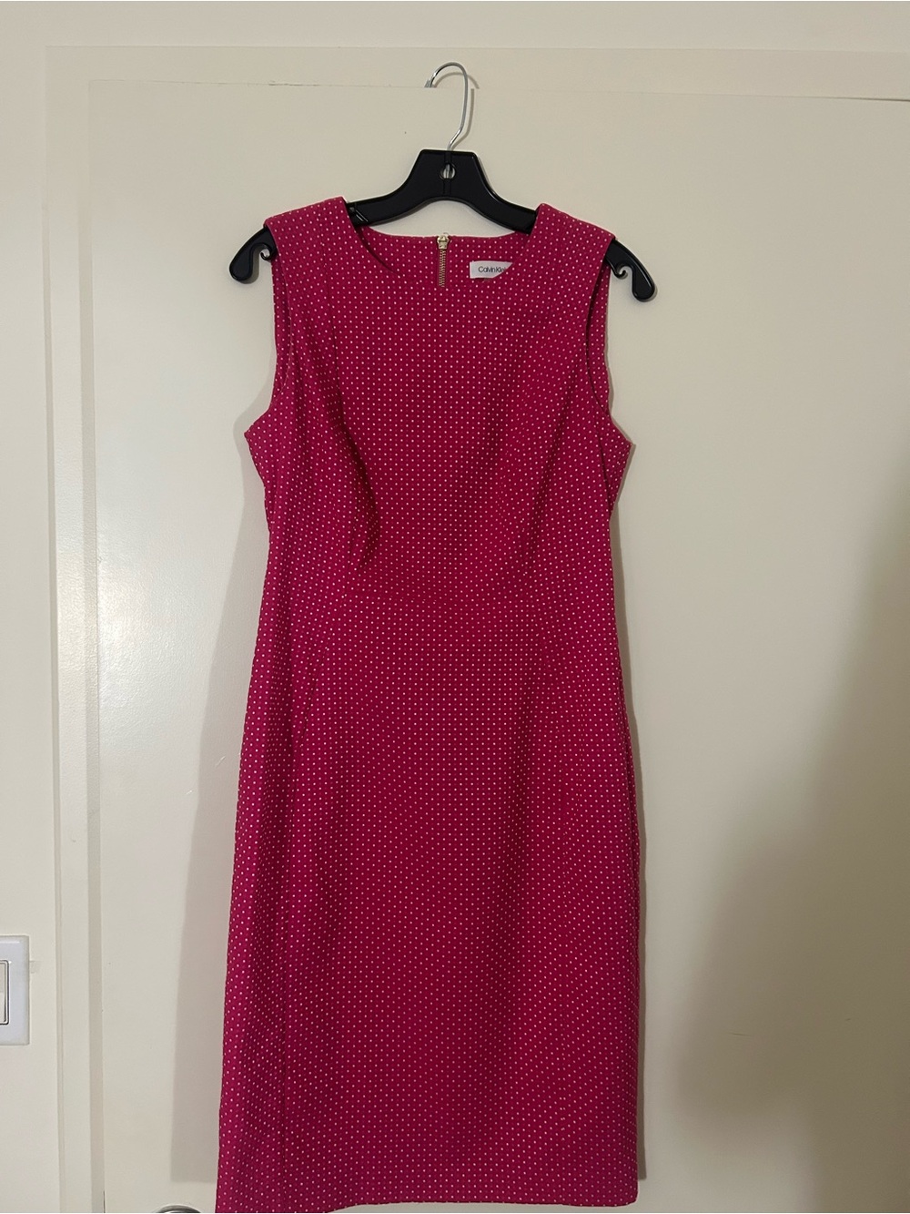 Sleeveless Calvin Klein Red Polka Dot Dress
